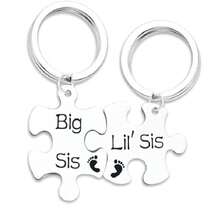 A Valentine'S Day Gift Building Blocks Puzzle Stainless Steel Engraved Key Chain - Silver - View 2