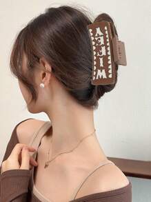 Fashionable & Vintage Western Cowboy Style Hair Claw Clip With Pu Leather & Printed Design For Women. Suitable For Parties, Casual Wear, Friend Gatherings, As Gifts Etc. - Multicolor - View 18