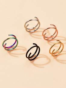 5入組不鏽鋼雙層鼻環,女士男士耳環、耳廓、唇環流行配飾 20g - 雙層鼻環 - 查看 9