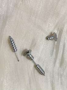 1雙不鏽鋼螺絲釘耳釘男女通用,朋克風格耳飾 - 彩色 - 查看 4