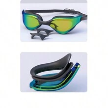 1入組男女兼用成人及青少年用硅膠游泳護目鏡,防霧、防水漏、清晰視野和防uv - 白色鍍銀 - 查看 5