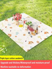 1pc Multilayer Foldable Picnic Mat & Blanket, Wear-Resistant Thickened Outdoor Camping Hiking Moisture Proof Pad For Beach, Lawn, Garden - Autumn Forest - View 1