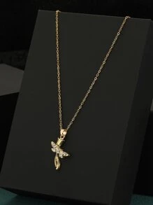 1set Women's Gold-Colored Jewelry With Fashionable Pearl Pendant, Including A Rose Necklace Ideal For Valentine's Day Gift, And A Christmas Gift With A Teddy Pendant, Suitable For Girls - Gold - View 1