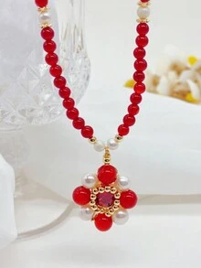 1pc Delicate Pearl Necklace, Elegant Jewelry Accessory Suitable For Women's Daily Wear - Multicolor - View 7