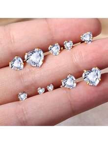 不鏽鋼心形出生石耳環,女性女孩心形出生石耳環,母親節情人節聖誕周年生日禮物女孩 - 彩色 - 查看 4