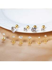 不鏽鋼心形出生石耳環,女性女孩心形出生石耳環,母親節情人節聖誕周年生日禮物女孩 - 彩色 - 查看 6