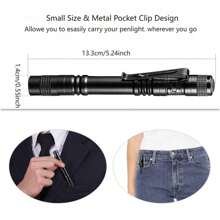 1pc Led Ultra Bright Flashlight, Aluminum Alloy Material Outdoor Mini Portable Pen-Clip Flashlight (Battery Not Included) - Black - View 6