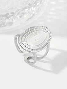 1 件開口鈦鋼戒指 - 銀色 - 查看 1