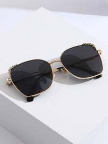 1 件女士猫眼时尚眼镜，超大镜框，奢华金属蝴蝶和水钻装饰，适合日常佩戴、海滩、驾驶和户外旅行，提供保护 - 彩色 - 查看 3