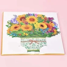 1張賀卡創意花束桌面裝飾品適用於女老闆,朋友,父母的生日,紀念日,創意花卉裝飾,感恩節,母親節,復活節,情人節禮物。 - 彩色 - 查看 4