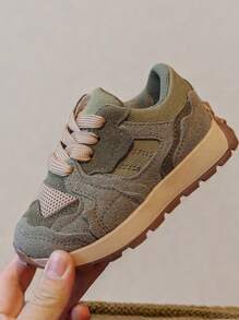 绿色童鞋时尚儿童运动鞋女童运动鞋春秋季 - 軍綠色 - 查看 1