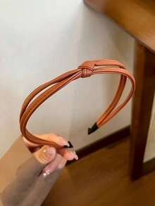 1入女士簡約風薄款皮質蝴蝶結發箍。時尚百搭，適合日常配戴和搭配服裝，西部牛仔風格 - 彩色 - 查看 10