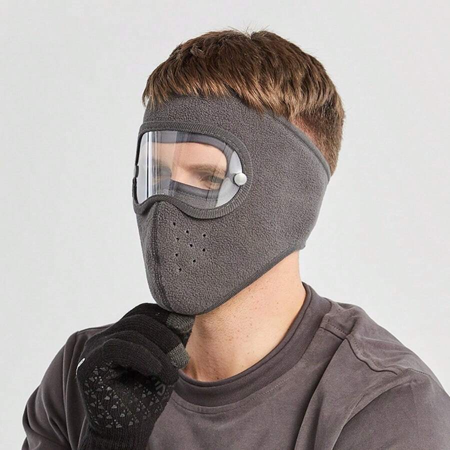 Autumn And Winter Warm Mask Mask Men And Women Riding Windproof HD Goggles Anti-Fog Masks - Grey - View 1