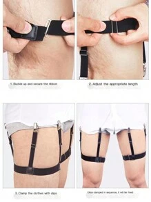 2 cái/bộ Nam Chống nếp nhăn & Không trượt Áo sơ mi & Đàn hồi Vớ Garter - màu đen - Xem 5
