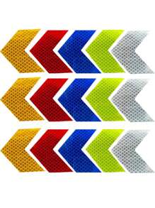 10pcs Car Arrow Sticker, Electric Motorcycle Mudguard, Tail Light Warning Sticker, Covering Scratches, Car Reflective Film, Waterproof Sticker - Red - View 4