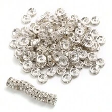 100pcs Iron Alloy Rhinestone Spacer Beads With Stringing Hole For Diy Jewelry Making - Multicolor - View 5