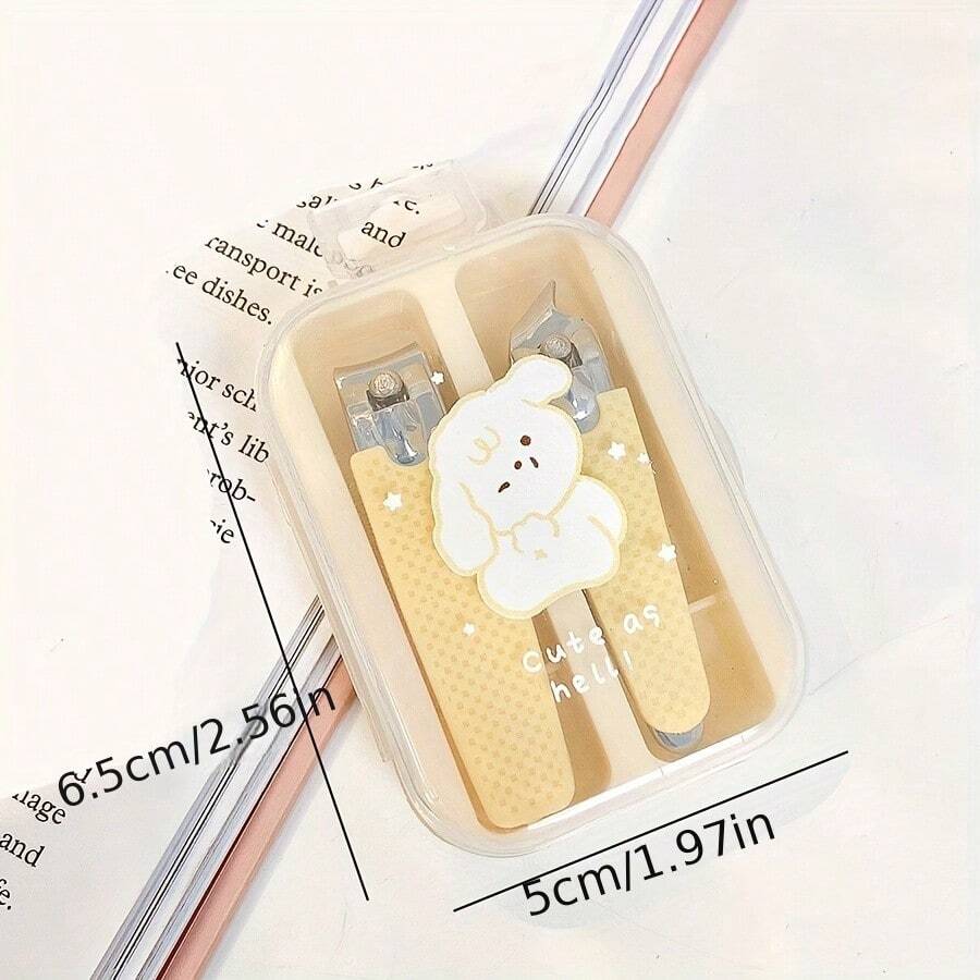 Set De 2 Cortauñas Con Diseño De Dibujos Animados, Cortauñas Diagonales Compactos De Acero Inoxidable Con Herramientas Portátiles Y Lindas Para Decoración De Uñas - Amarillo - Ver 1