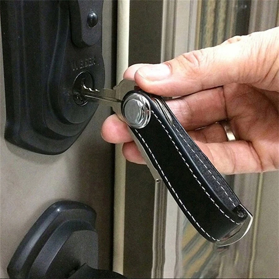 智能皮革汽車鑰匙袋：保姆和收藏家的完美每日攜帶口袋鑰匙組織者！ - 彩色 - 查看 1