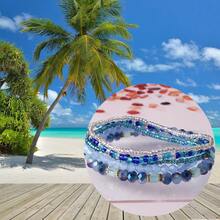5pcs Boho Bohemian Style Beach Vacation Decor Blue Crystal Rice Beads Bracelet For Women Girls Party Gift Jewelry - Blue - View 4