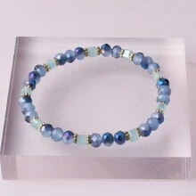 5pcs Boho Bohemian Style Beach Vacation Decor Blue Crystal Rice Beads Bracelet For Women Girls Party Gift Jewelry - Blue - View 3