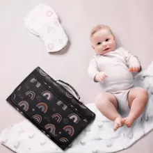 Bolsa Portátil Para Mamás Con Cambiador De Pañales Para Exteriores, Almohadilla Para Cambiar Pañales Con Bolsa Para Toallitas Húmedas, Esterilla Para Cambiar Pañales Resistente Al Agua, Regalo Con Diseño Bohemio De Arcoiris Y Sol Para Niños Y Niñas Recién Nacidos