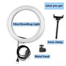 10 Inches (26 Cm) Ring Light With 360° Cell Phone Stand, 10-Level Dimming LED Fill Light, Three Variable Color Temperature Dimming, Suitable For Live Broadcast/Makeup/Photography, Compatible With All IPhones And Most Of The Androi - Black - View 7