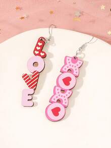 1雙情人節木製甜心耳環,有皇冠、心形、水滴、鎖頭和愛情字母等圖案,是女性日常佩戴的理想之選,也是給女友和妻子禮物的好選擇,比如在周年紀念日、生日、聖誕節等場合 - 彩色 - 查看 1