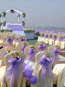 1 Roll 48cm*9m Organza Fabric Wedding Party Decoration - Purple - View 3