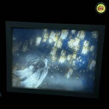 Luz LED de noche para bocetos, lámpara de mesa de Arte de pared de pintura minimalista, Control táctil, marco de fotos de madera, decoración del hogar, alimentación USB, 1pc Lámpara de Mesa Decorativa de Pintura de Luz, la Última Creativa Luz Nocturna LED Marco de Fotos Pequeños Adornos - Multicolor - Ver 7