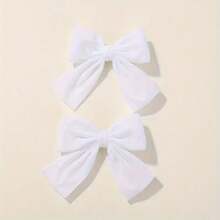 1/2入組可愛手工製作的蝴蝶髮夾（女童）,深絨絨髮夾（兒童）,適合日常使用 - 白色 - 查看 1