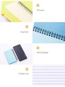 Libreta Simple De Arrancar Con 50 Hojas De Papel Multi-línea De Color Volvente Portátil De Notas Y Memorandos Para Aprender En La Oficina Y En La Escuela - Amarillo - Ver 8