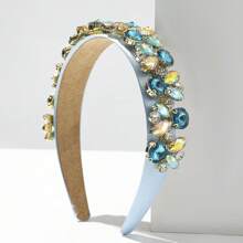 1pc Heavy Baroque Style Bunny Ear & Rhinestone Decor Headband Hair Band Hair Hoop - Hot Pink - View 17