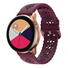 1pc Women's 18mm Solid Color Universal Plum Blossom Pattern Silicone Watch Strap As A Gift For Students Returning To School - Multicolor - View 16