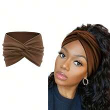 1 Băng đô chéo co giãn màu trơn phong cách cổ điển dành cho nữ, thích hợp cho tập yoga, thể thao và sử dụng hàng ngày, Băng đô cài tóc tập gym Băng đô quấn mồ hôi Phụ kiện tóc mùa thu đông cho phụ nữ khi đi nghỉ, Khăn quàng cổ thanh lịch cho phụ nữ, Băng đô mềm mại - Cà phê - Xem 2