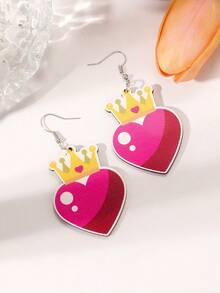 1雙情人節木製甜心耳環,有皇冠、心形、水滴、鎖頭和愛情字母等圖案,是女性日常佩戴的理想之選,也是給女友和妻子禮物的好選擇,比如在周年紀念日、生日、聖誕節等場合 - 彩色 - 查看 7