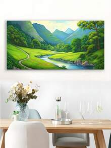 1張油畫布牆藝術海報,風景油畫,適用於家庭客廳門廳裝飾,無框 - 黑色 - 查看 5