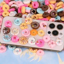 20入組隨機顏色模擬甜甜圈,適用於手機裝飾,diy珠寶配件,娃娃屋微型模型,手工藝用品 - 彩色 - 查看 2