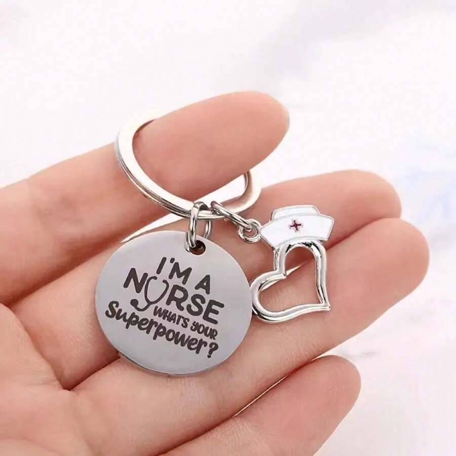 1pc,Durable Stainless Steel Keychain For Men And Women - Ideal Gift For Nurses And Car Enthusiasts - Silver - View 1