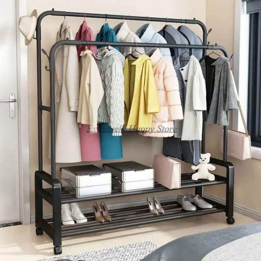 Estante Para Colgar Ropa Multifuncional - Negro - Ver 1