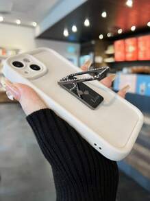 多功能水钻镶嵌心形手机支架，可 360 度旋转，可折叠，便携，手机壳背贴，通用 - 銀色 - 查看 4