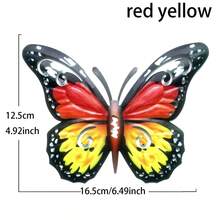 1 件 4 色可選金屬鐵蝴蝶藝術裝飾家用壁掛五金吊墜裝飾品,適合戶外圍欄、花園/臥室/陽台/客廳/露台,送給家人和朋友的好禮物 - 彩色 - 查看 4