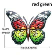 1 件 4 色可選金屬鐵蝴蝶藝術裝飾家用壁掛五金吊墜裝飾品,適合戶外圍欄、花園/臥室/陽台/客廳/露台,送給家人和朋友的好禮物 - 彩色 - 查看 2