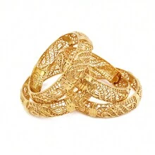 1 件金色女式時尚開口手鐲,奢華新娘配件,適合杜拜風格婚禮 - 金色 - 查看 3