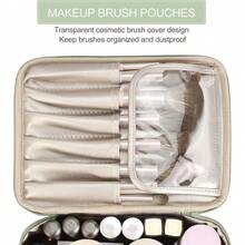 1pc-Travel Cosmetic Bag With Makeup Brush Large Capace Makeup Bag With Handle WaterProof Portable Toiletry Storage Case For Women Men Memorial Women Gnatism Makeup Brush Holder - Multicolor - View 7