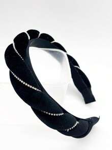 Velvet Sponge Diamond Chain Hairband, Top High Twist Headwear For Daily Wear And Face Wash - Dusty Pink - View 4