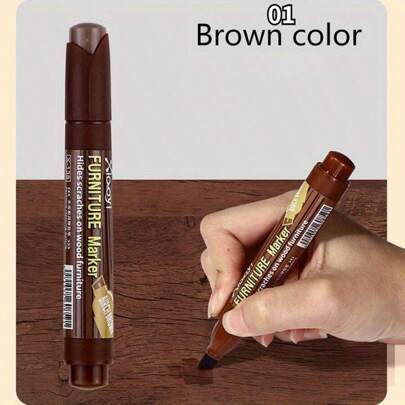 1 Furniture Repair Marker, Wooden Cabinet, Floor Repair And Filling Rod, Scratch Recovery Kit, Touch Up Paint Pen, Composite Material Repair (Some Styles, Positions Or Logos Are Randomly Shipped And Do Not Affect Use)