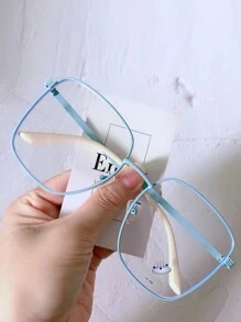 1pair Women's Classic Macaron Color Square Frame Vintage Metal Glasses Clear Glasses Accessories Glasses Accessories For Women