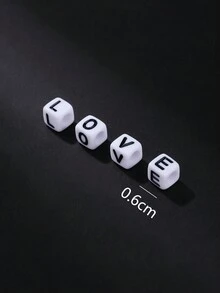 1 Set Plastic Square-Shaped Love Letter Beads For Jewelry & Clothing Decorating(Approximately 240pcs) - Black and White - View 4