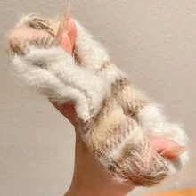 1入組豬毛絨鬆緊綁頭髮，女士彈性發帶，耐用髮繩，適用於高馬尾或馬尾辮，適用於秋冬季節 - 藍色毛絨髮圈 - 查看 5