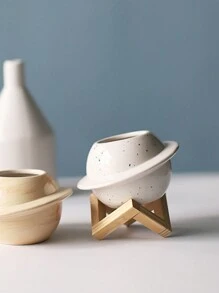 1入組ins風陶瓷行星設計蠟燭座/花盆,營造浪漫氛圍的家居裝飾,情人節和女友/女性朋友生日禮物,高端美學 - 白色 - 查看 4